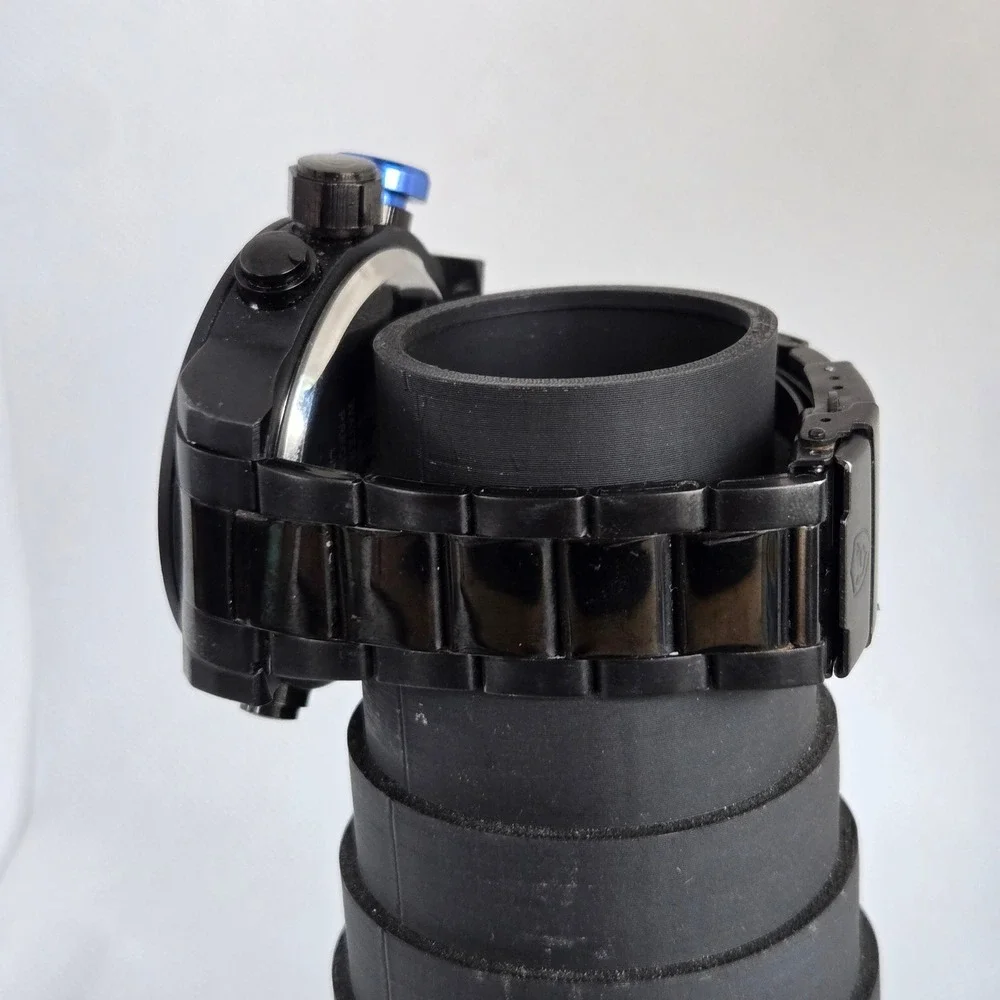Shark Sport Watch Mens Black Dual Display Analog Digital Blue Crown 5.5in Tested